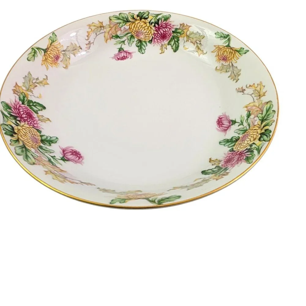 Mikado Sandra Floral Gold Trim Coupe Soup Salad Bowls – Set of 4